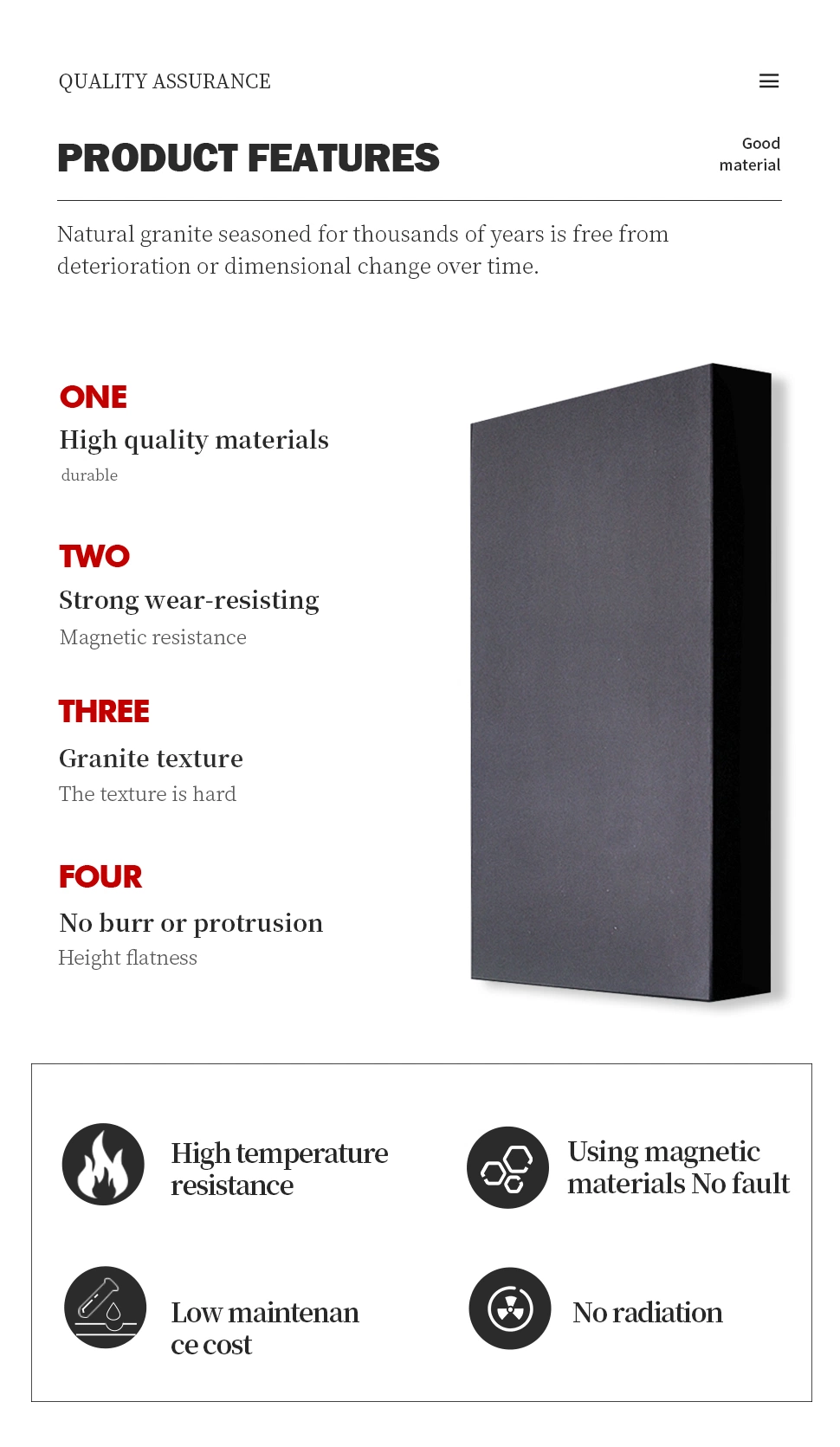 Black Flat Measurement Table Granite Surface Plate